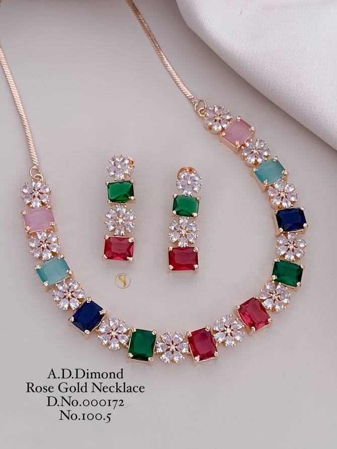 100 AD Diamond Designer Necklace Set Wholesale Price In Surat
